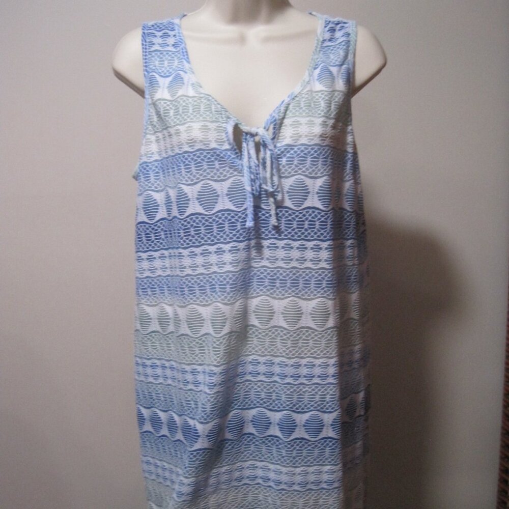 Apt. 9 Women's Small Sleeveless Blue Green Tie-Front Beach Cover-Up Swim Dress